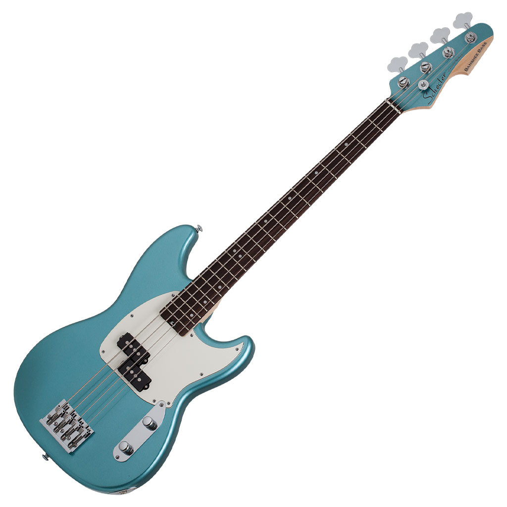 Schecter Banshee Bass Short Scale 4-String Bass Guitar in Vintage Pelham Blue