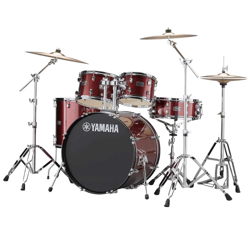 Yamaha Rydeen Acoustic Drum Set with 22" Bass Drum in Burgundy Glitter