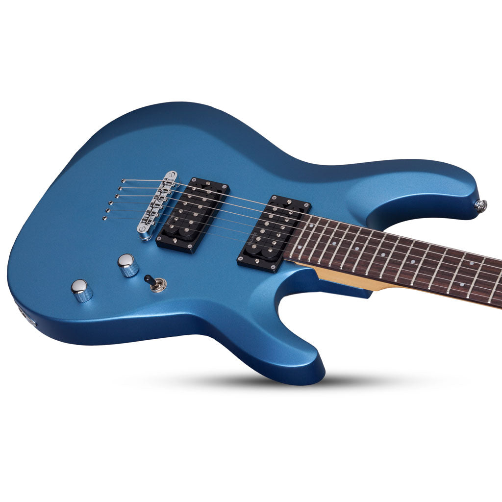 Schecter C-6 Deluxe Series Electric Guitar in Satin Light Blue Metallic