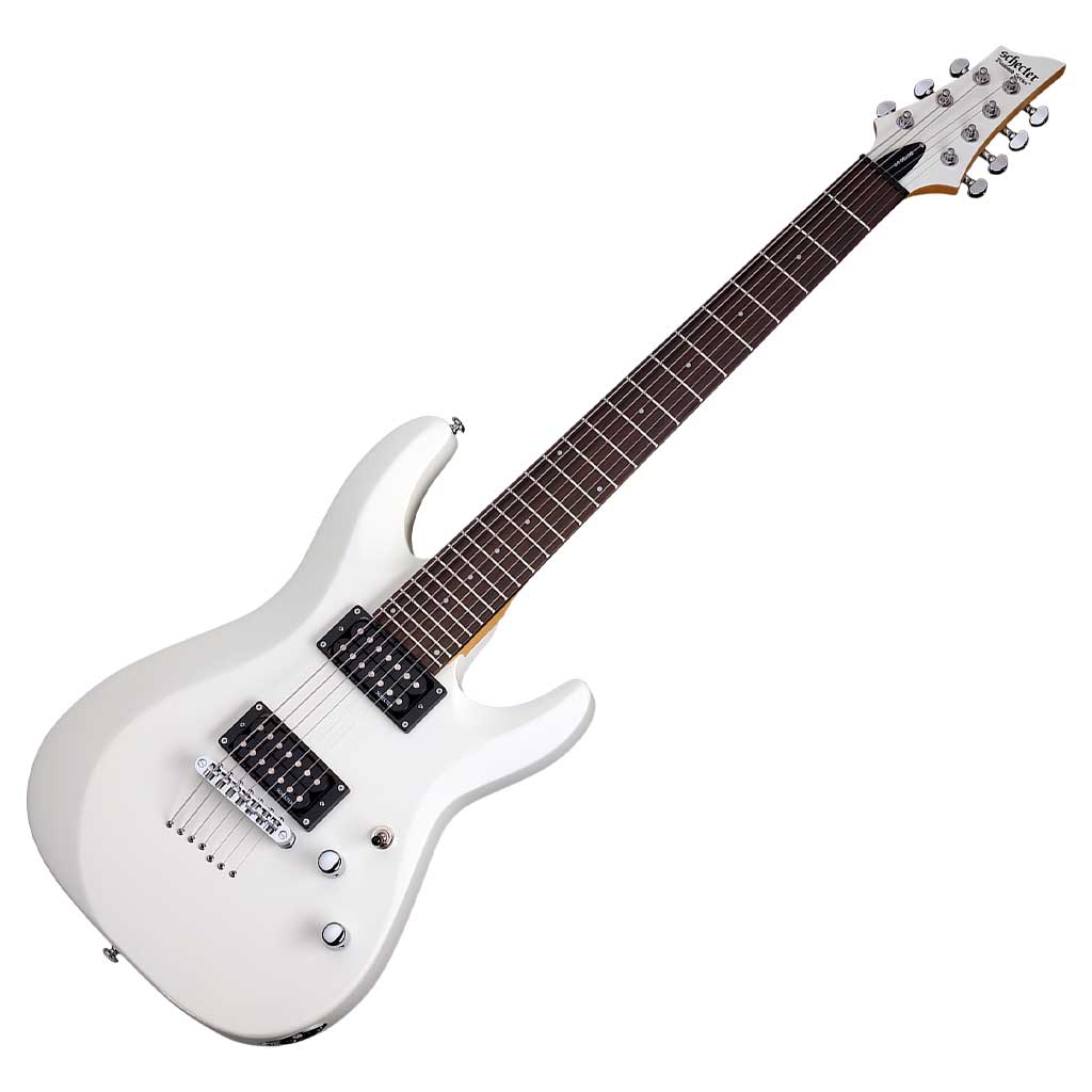 Schecter C-7 Deluxe Series 7-String Guitar in Satin White