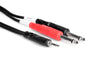 Hosa 3' Stereo Breakout Cable 3.5mm TRS to Dual 1/4" TS CMP-153