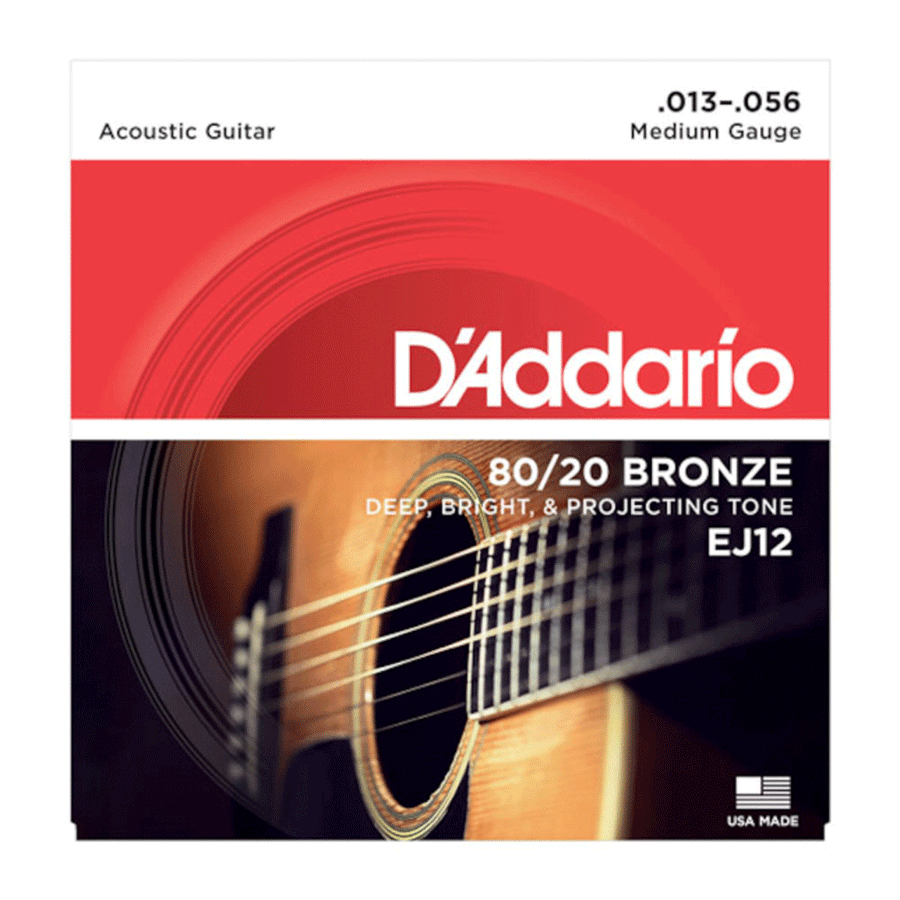 D'Addario EJ12 Medium Gauge .013-.056 80/20 Bronze Acoustic Guitar Strings