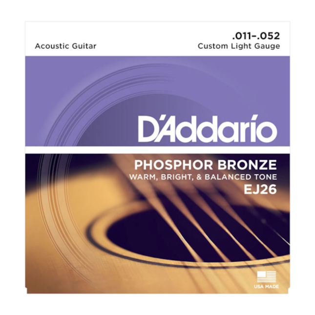 D'Addario EJ26 Custom Light Gauge .011-.052 Phosphor Bronze Acoustic Guitar Strings