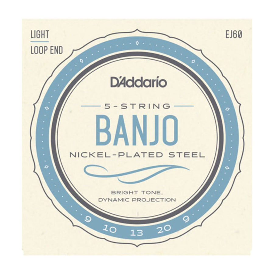 D'Addario EJ60 Nickel Plated Light Gauge 9-20 5-String Banjo Strings