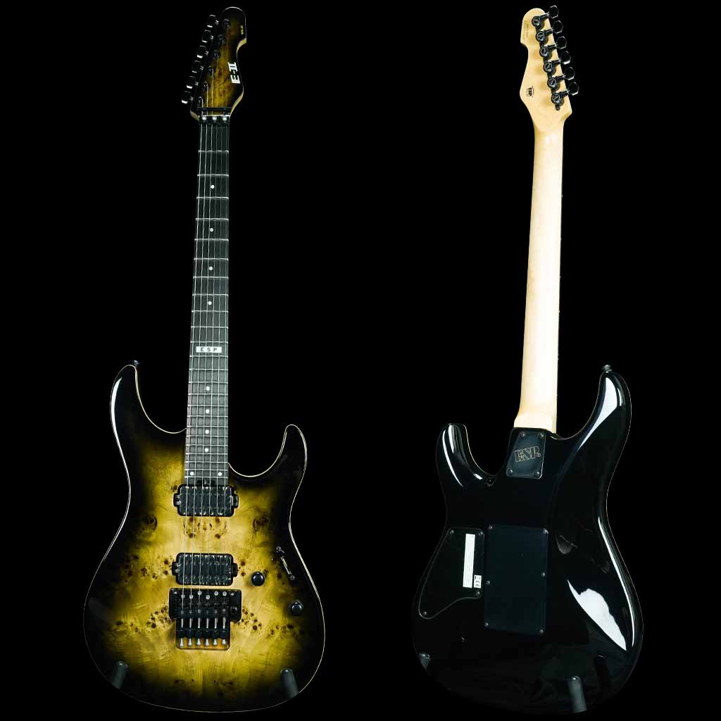 ESP E-II SN-II Series Electric Guitar w/Burled Maple Top - Nebula Black Burst