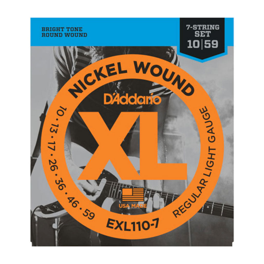 D'Addario EXL110-7 Regular Light Gauge 10-59 Nickel Wound 7-String Electric Guitar Strings