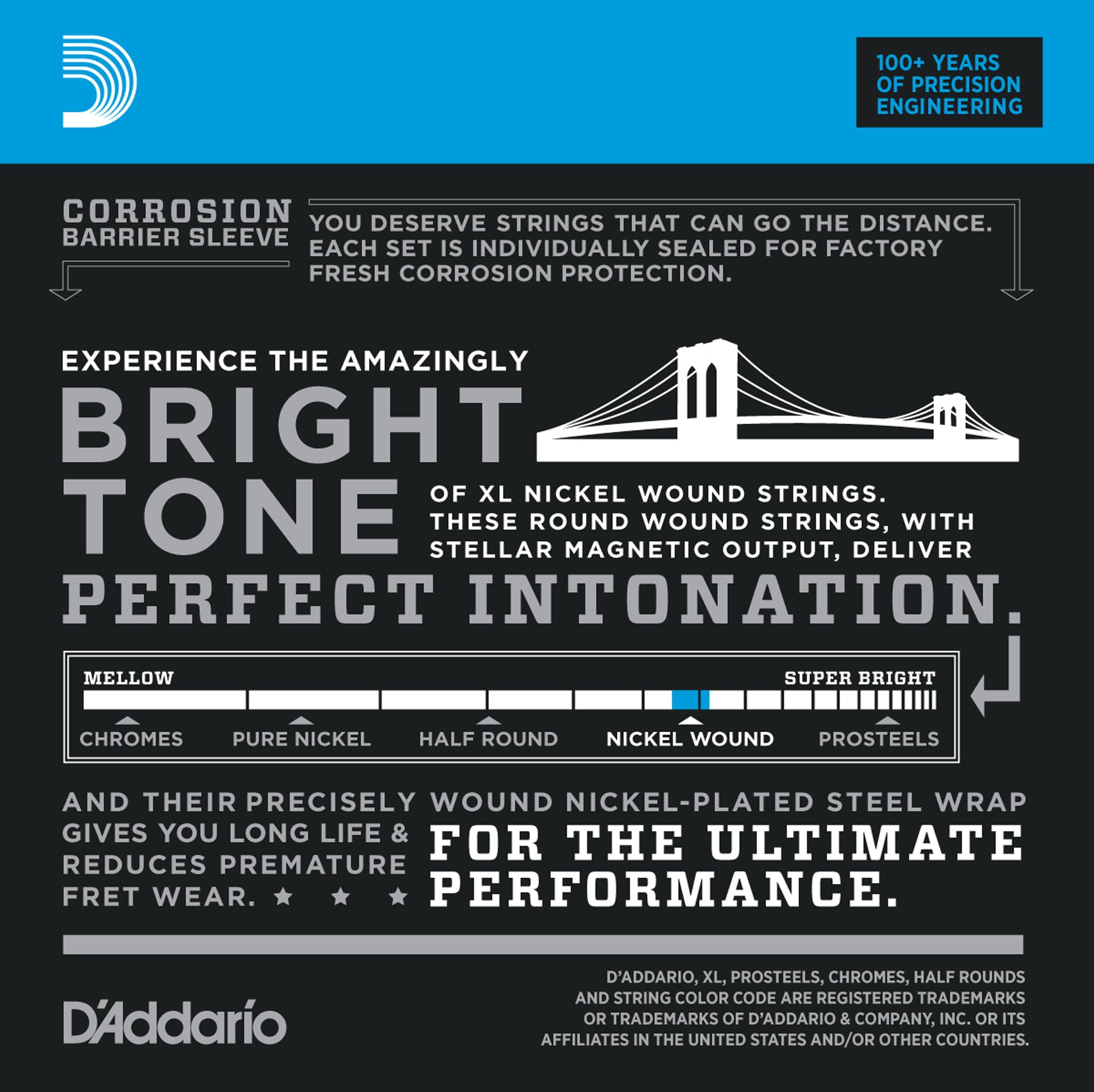 D'Addario EXL140-10P Nickel Wound Light Top/Heavy Bottom Electric Guitar Strings 10-52 10-Pack