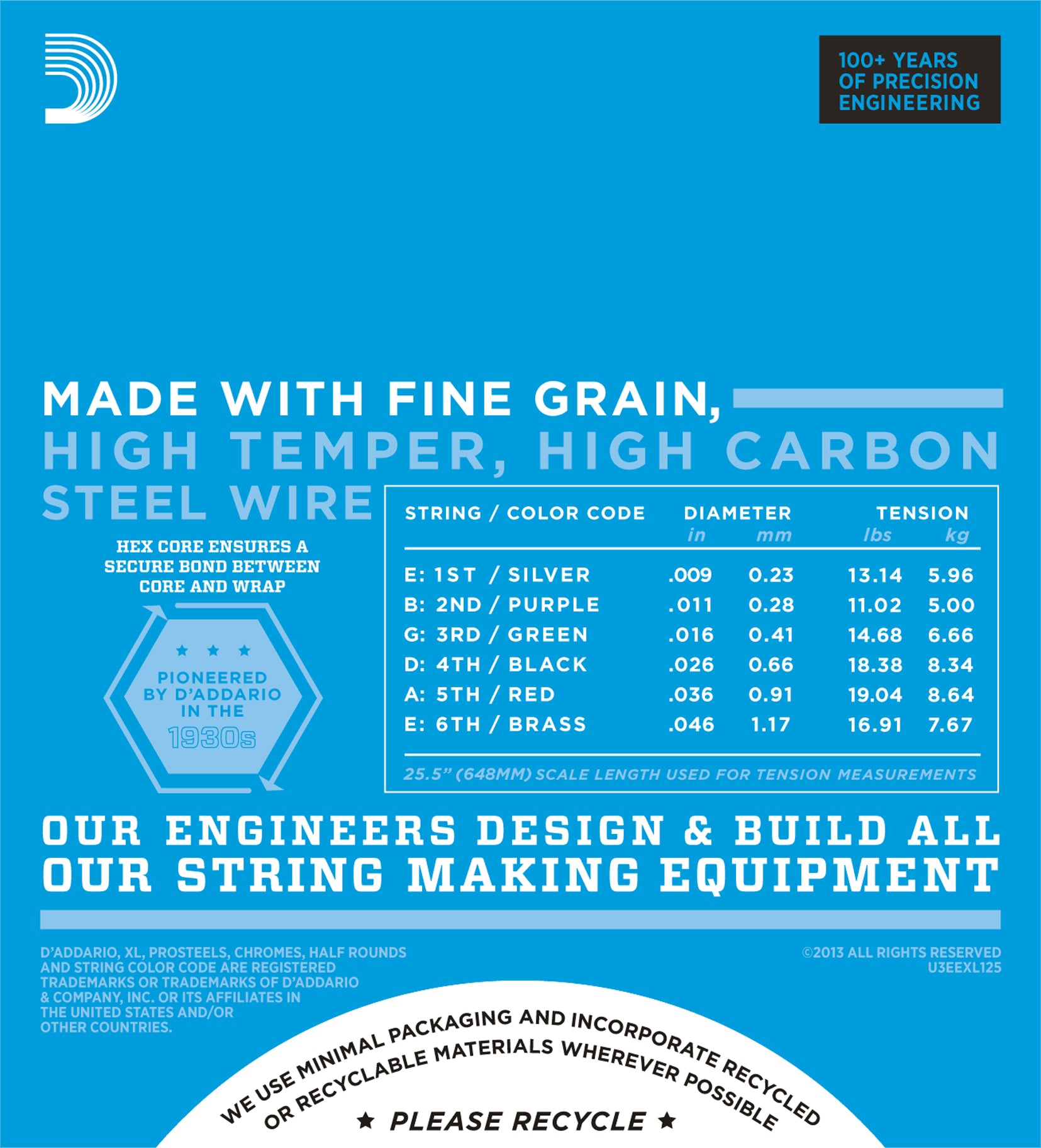 D'Addario EXL125-3D Nickel Wound Super Light Top/Regular Bottom Electric Guitar Strings 9-42 3-Pack