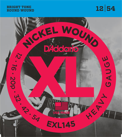 D'Addario EXL145 Nickel Wound Heavy Gauge Electric Guitar Strings 12-54