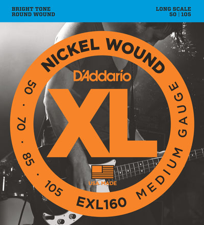D'Addario EXL160 Nickel Wound Medium Bass Guitar Strings 50-105 Long Scale