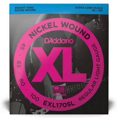 D'Addario EXL170SL Regular Light 45-100 Super Long Nickel Wound Bass Guitar Strings