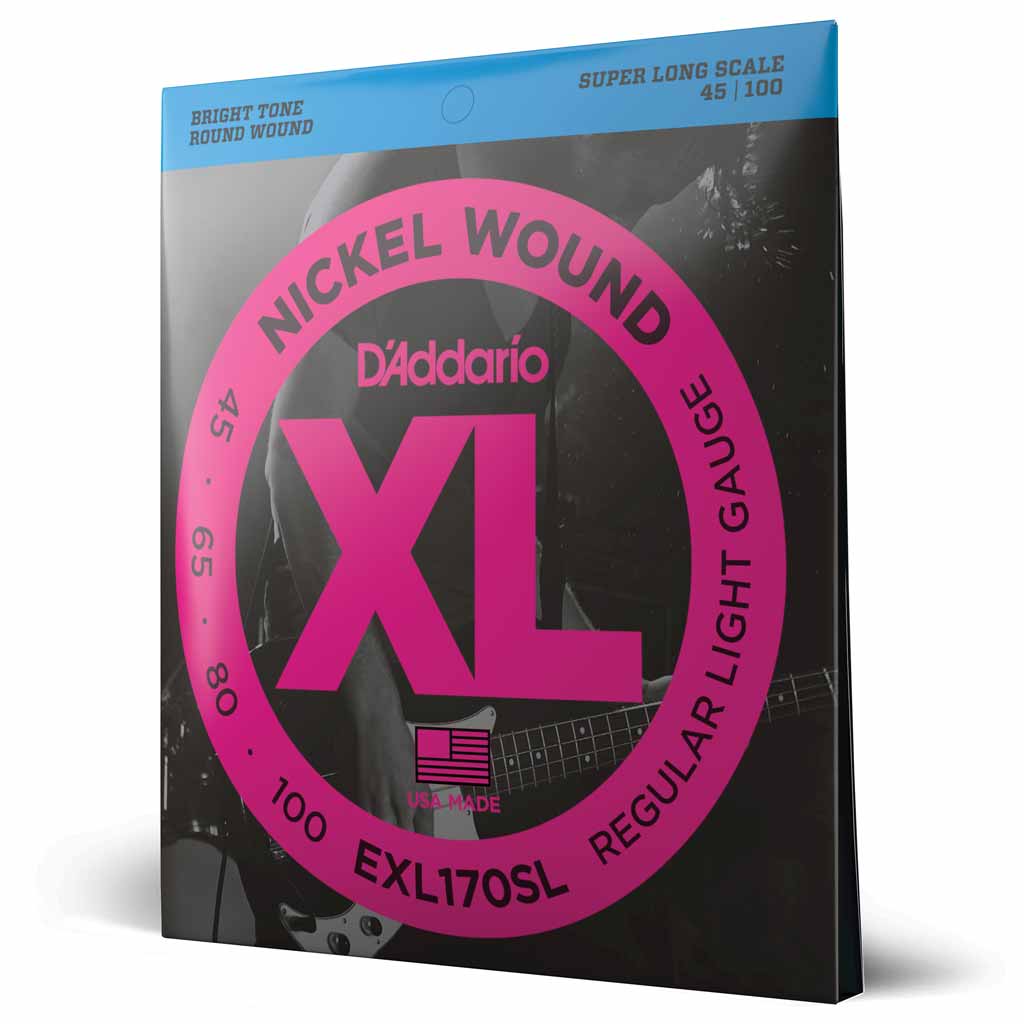 D'Addario EXL170SL Regular Light 45-100 Super Long Nickel Wound Bass Guitar Strings