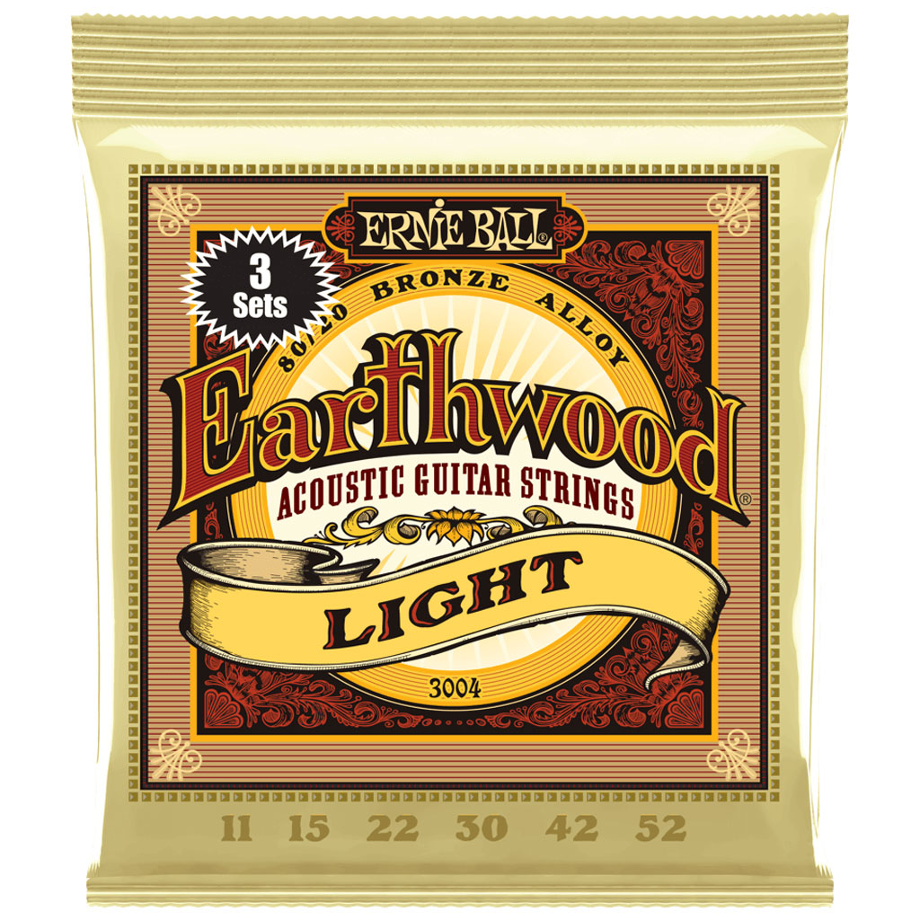 Ernie Ball Earthwood 80/20 Bronze Light Gauge 11-52 Acoustic Guitar String 3 Pack