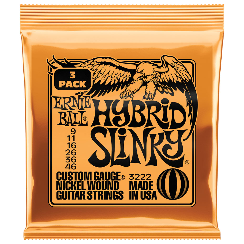 Ernie Ball Hybrid Slinky 9-46 Electric Guitar Strings 3 Pack