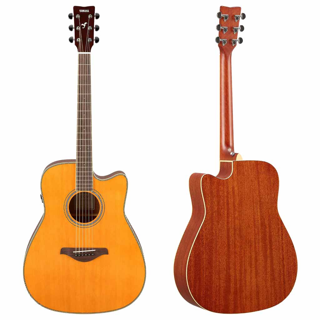 Yamaha FGC-TA TransAcoustic Dreadnought Acoustic Electric Guitar with Cutaway in Vintage Tint