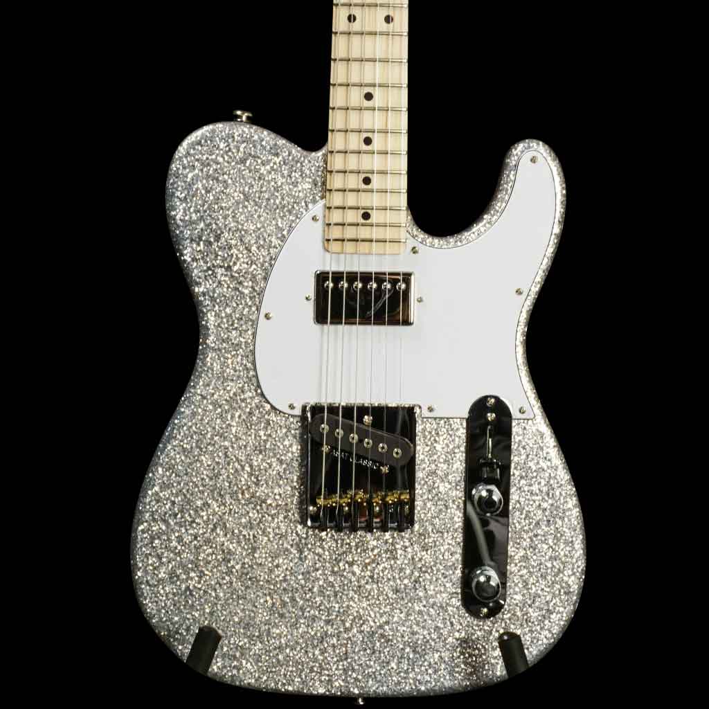 G&L USA ASAT Classic Bluesboy Electric Guitar in Silver Flake with Maple Fretboard Matching Painted Headstock and White Pickguard