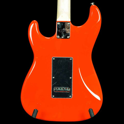 G&L USA Legacy HSS Electric Guitar in Hugger Orange with Maple Fretboard Black Pickguard and Matching Painted Headstock