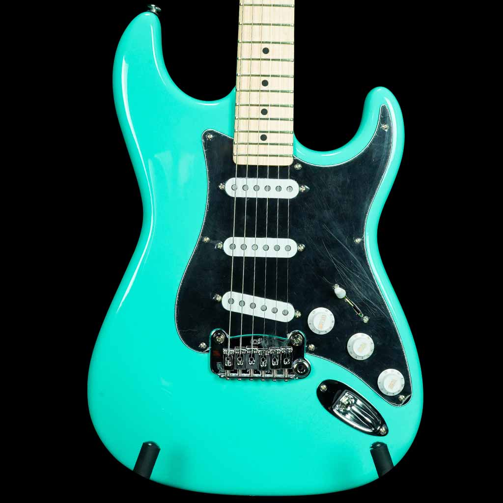 G&L USA Legacy Electric Guitar in Turquoise with Black Pickguard Maple Fretboard and Gloss Headstock