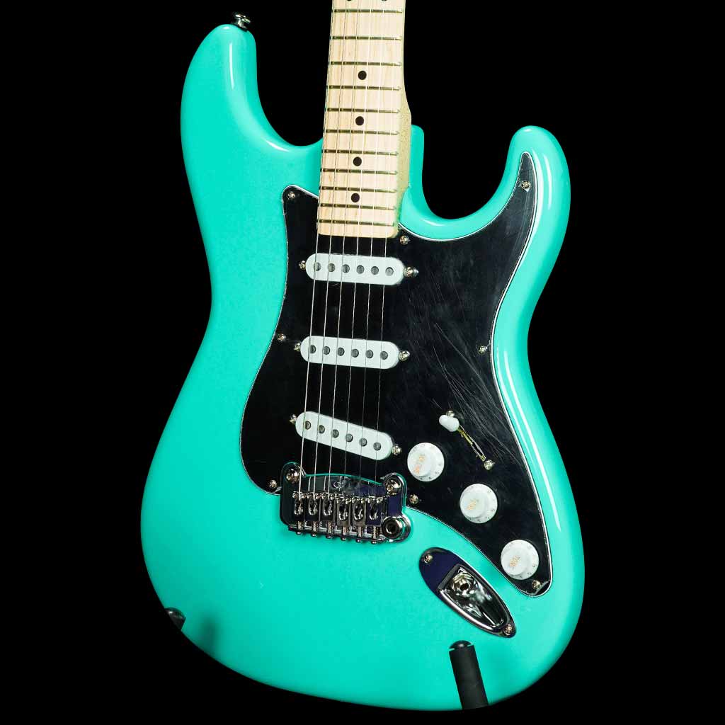 G&L USA Legacy Electric Guitar in Turquoise with Black Pickguard Maple Fretboard and Gloss Headstock