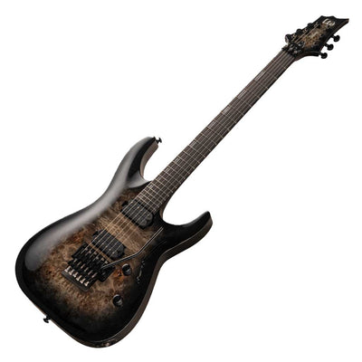 ESP LTD H-1001FR Burled Poplar Electric Guitar with Floyd Rose Bridge in Black Natural Burst