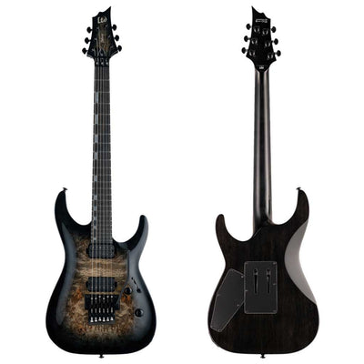 ESP LTD H-1001FR Burled Poplar Electric Guitar with Floyd Rose Bridge in Black Natural Burst