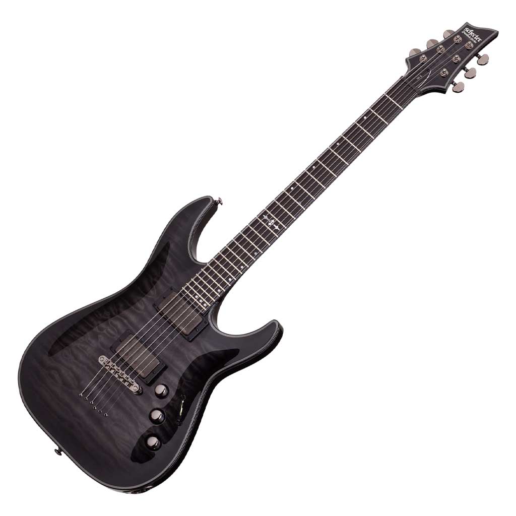 Schecter Hellraiser C-1 Hybrid Electric Guitar in Transparent Black Burst