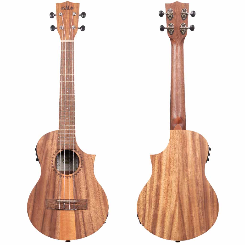 Kala Teak Tri-Top Tenor Ukulele with Cutaway and EQ Kala Ukes Ukulele  Kala's Teak Tri-Top Ukulele Series is a striking addition to their line  of affordable ukuleles. Made primarily of Teak—a tropical