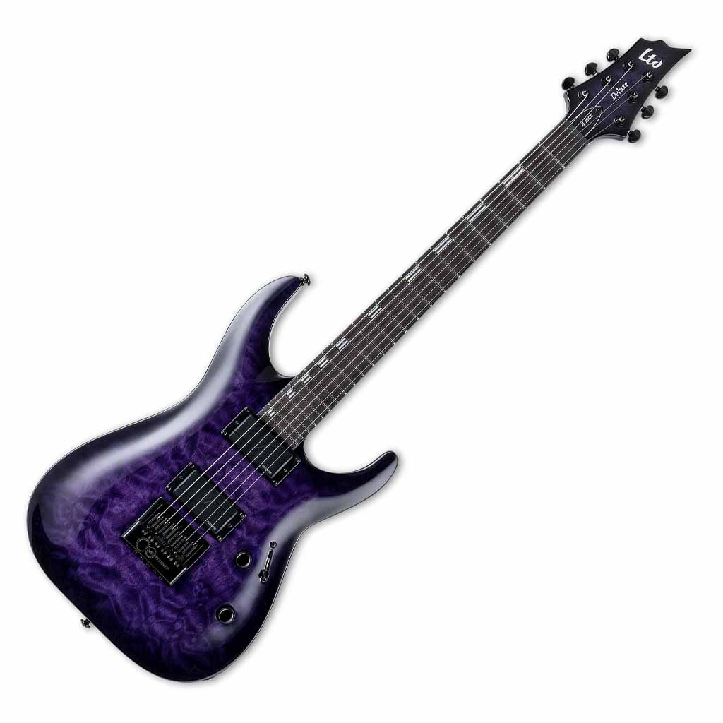ESP LTD H-1000ET Evertune Electric Guitar with Quilt Maple Top in See-thru Purple Burst