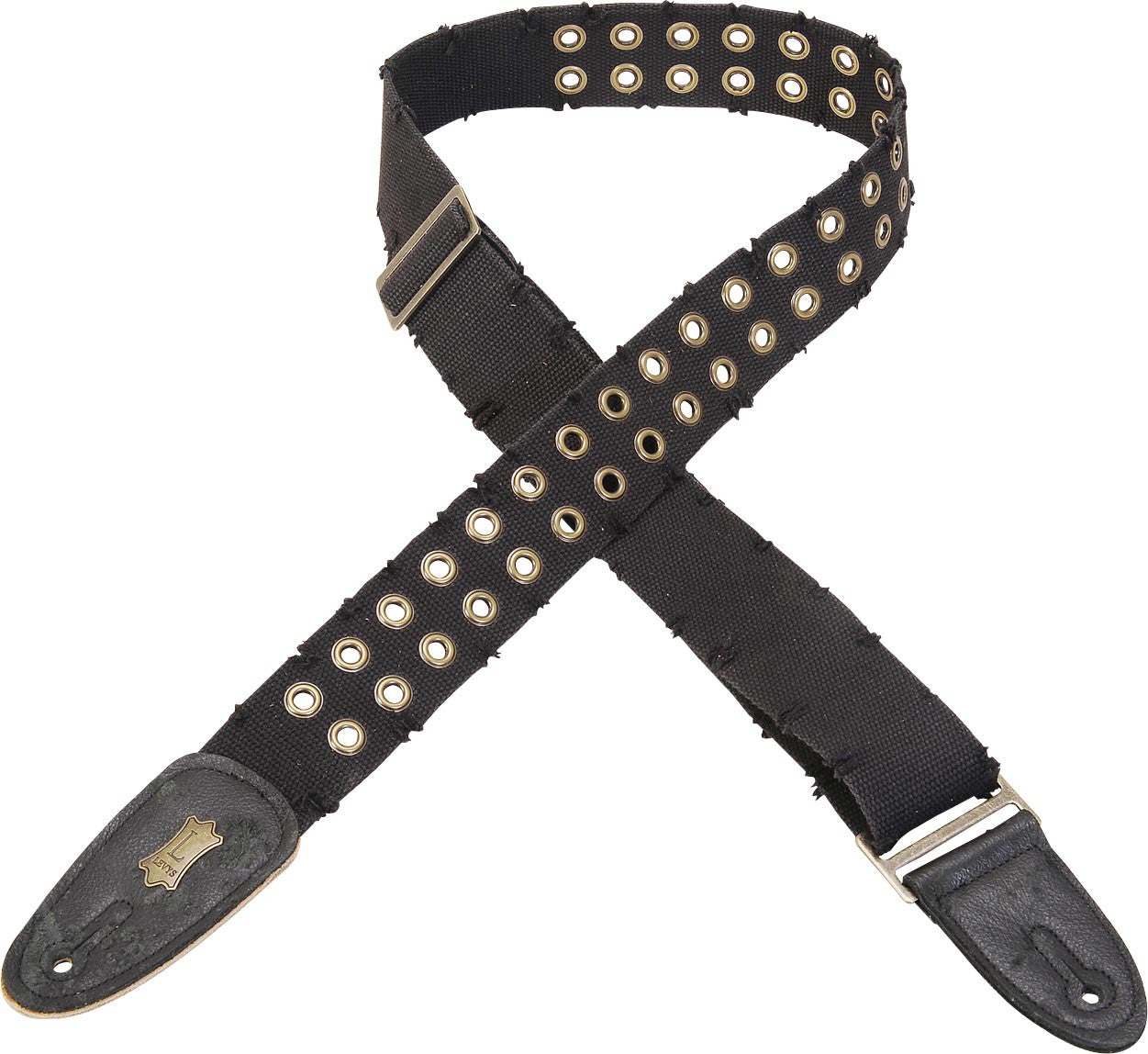 Levy's 2" Tear Wear Cotton Guitar Strap with Brass Eyelets MC8TWEY-BLK