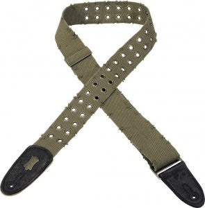 Levy's 2" Tear Wear Cotton Guitar Strap with Brass Eyelets MC8TWEY-GRN