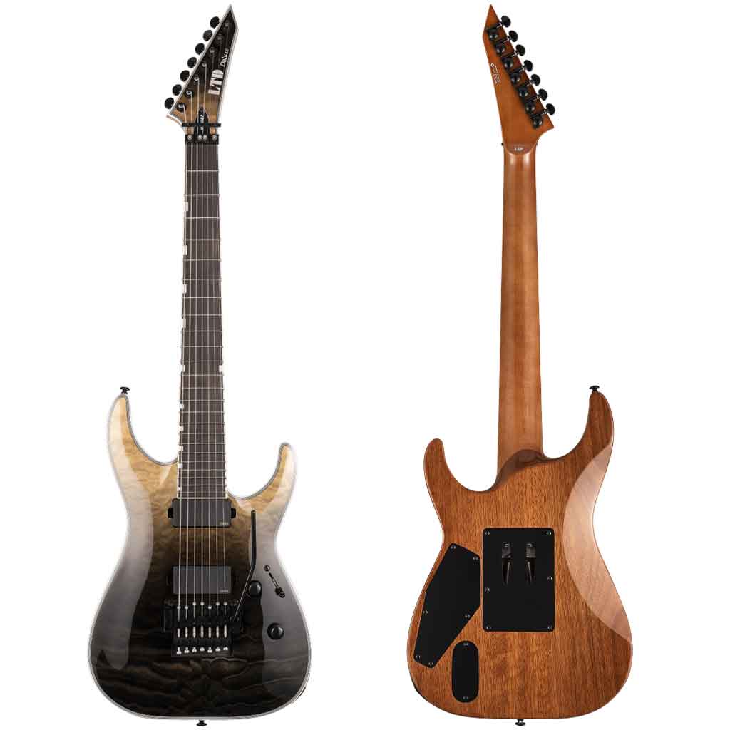 ESP LTD MH-1007 Quilted Maple Top 7-String Electric Guitar in Black Fade