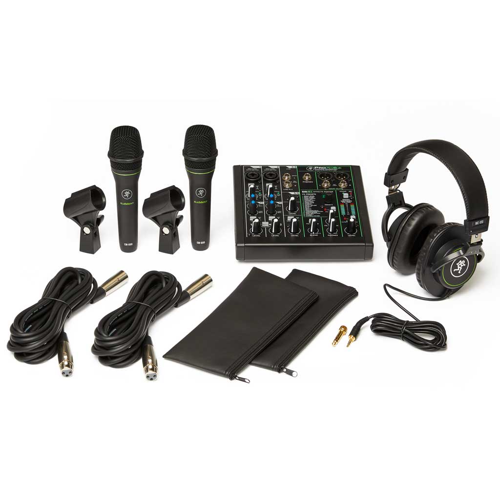 Mackie Performer Recording Bundle w/ ProFX6v3 Mixer, EM89D Dynamic Microphones, and MC-100 Headphones