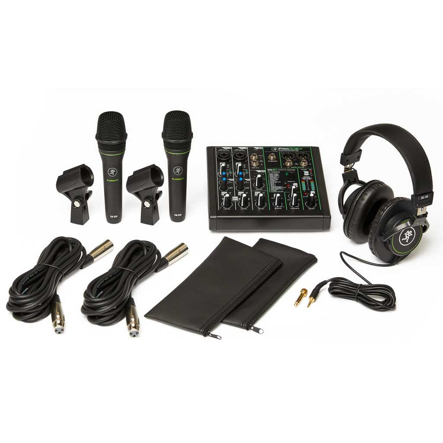 Mackie Performer Recording Bundle w/ ProFX6v3 Mixer, EM89D Dynamic Microphones, and MC-100 Headphones