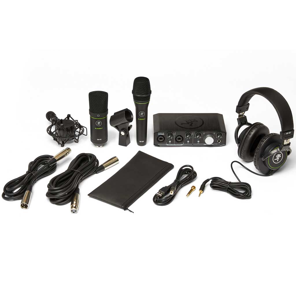 Mackie Producer Bundle w/Onyx Producer 2x2 USB Interface, EM-89D Dynamic Microphone, EM-91C Condenser Microphone, and MC-100 Headphones