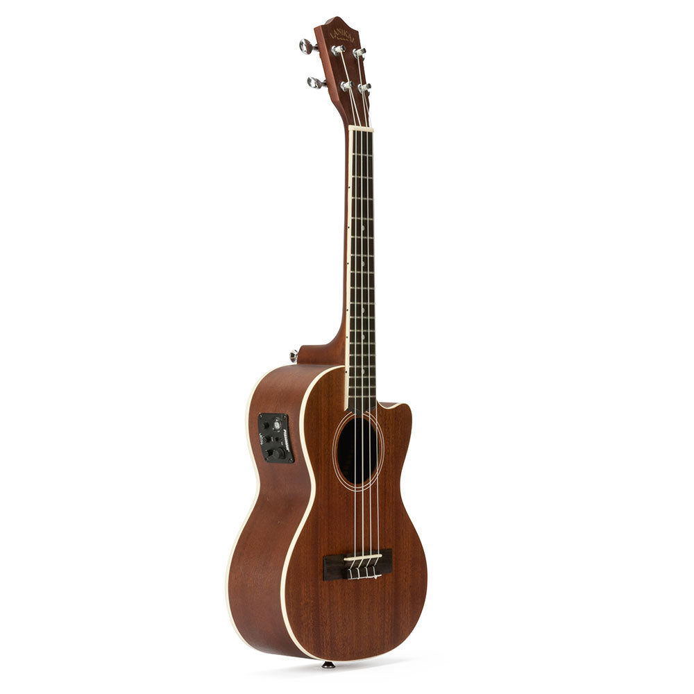 Lanikai Mahogany Tenor Ukulele w/ Electronics and Gigbag Lanikai Ukulele  The Mahogany ukulele by Lanikai delivers dynamic new features such as a  wider nut for player comfort, select wood, open back tuners,