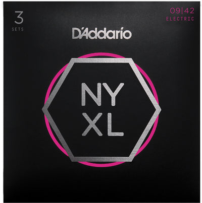 D'Addario 3 Pack NYXL0942-3P Nickel Wound 09-42 Electric Guitar String Sets