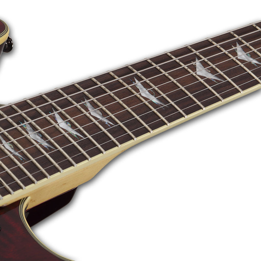 Schecter Omen Extreme-7 Series 7-String Electric Guitar with Quilted Maple Top in Black Cherry