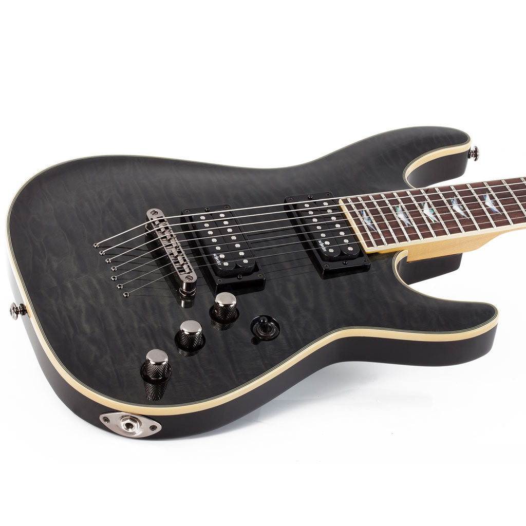 Schecter Omen Extreme-7 Series 7-String Electric Guitar w/Quilted Maple Top  - See Thru Black Schecter Guitar Research Electric Guitar Schecter makes  some pretty sweet guitars, and the Omen Extreme Series is no