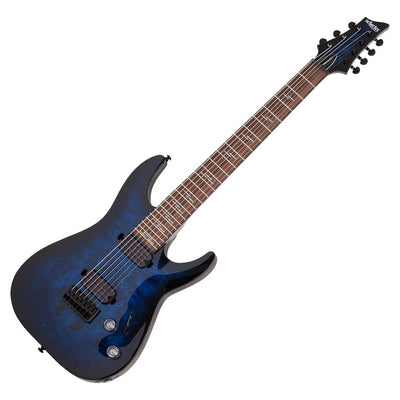Schecter Omen Elite-7 Series 7-String Electric Guitar in See-Thru Blue Burst