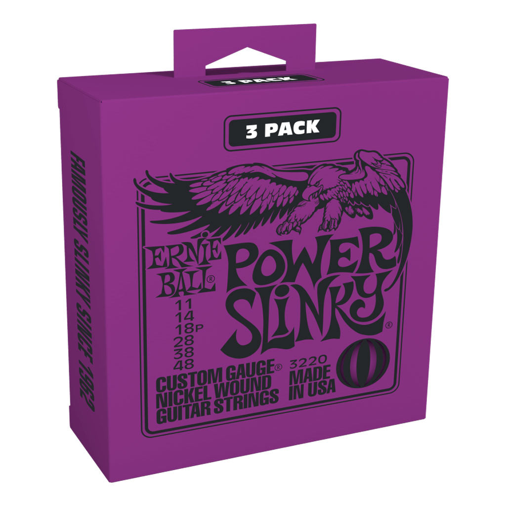 Ernie Ball Power Slinky 11-48 Nickel Wound Electric Guitar Strings 3 Pack