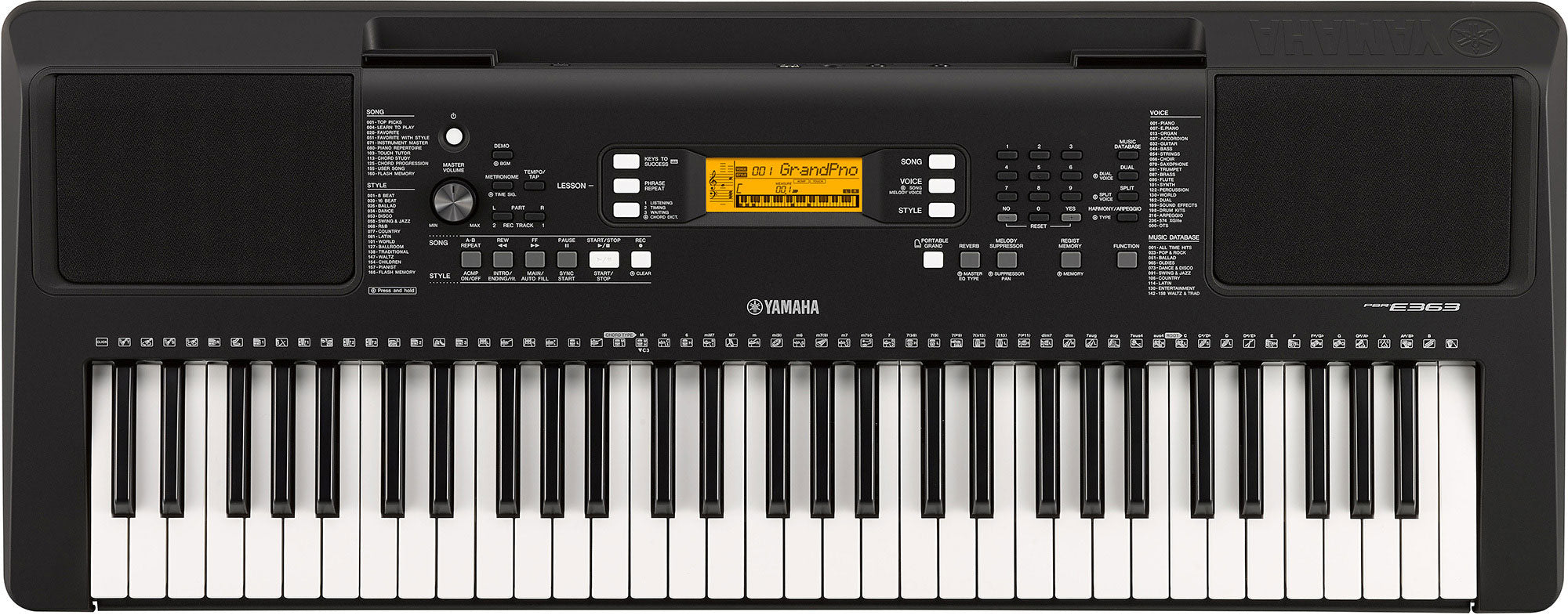 Yamaha PSRE363 61 Key Portable Keyboard w/Survival Kit