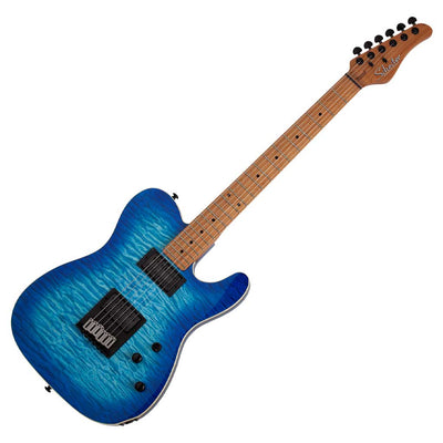 Schecter PT Pro Telecaster Style Electric Guitar with Maple Fretboard in Trans Blue Burst
