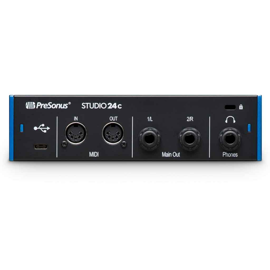 PreSonus Studio 24c USB-C Audio Interface PreSonus Recording Interface  Professional quality in your home recording studio and on the go.Great for  recording studios, mobile musicians, guitarists, podcasters, and live  streaming, the bus-powered