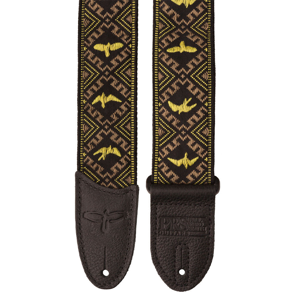 PRS 2" Jacquard Hootenanny Style Guitar Strap w/Birds in Yellow and Black