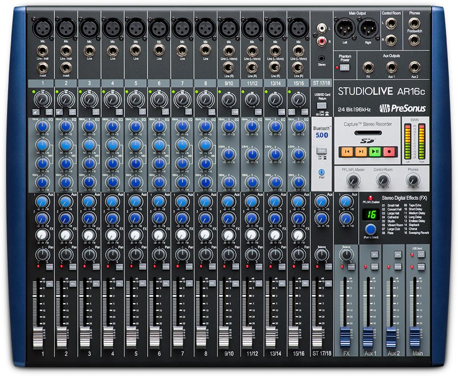 PreSonus StudioLive AR16C USB-C Hybrid Analog Mixer/Audio Interface/SD Recorder