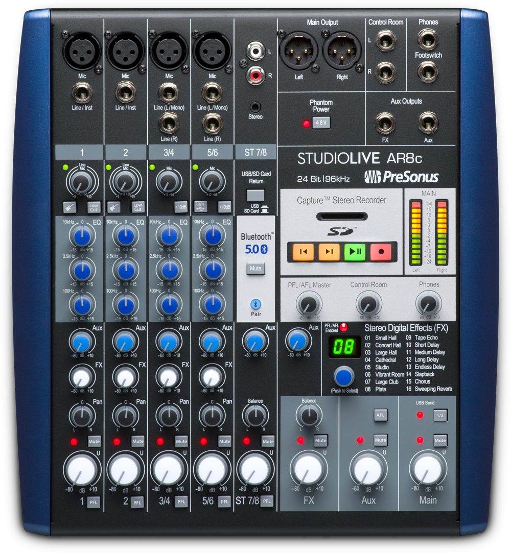 PreSonus StudioLive AR8c USB-C Hybrid Analog Mixer/Audio Interface/SD Recorder