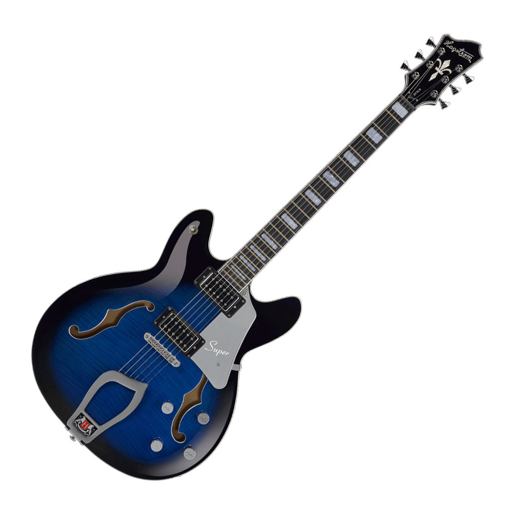 Hagstrom Super Viking Hollowbody Style Semi-Hollow Electric Guitar in Dark Baltic Sea