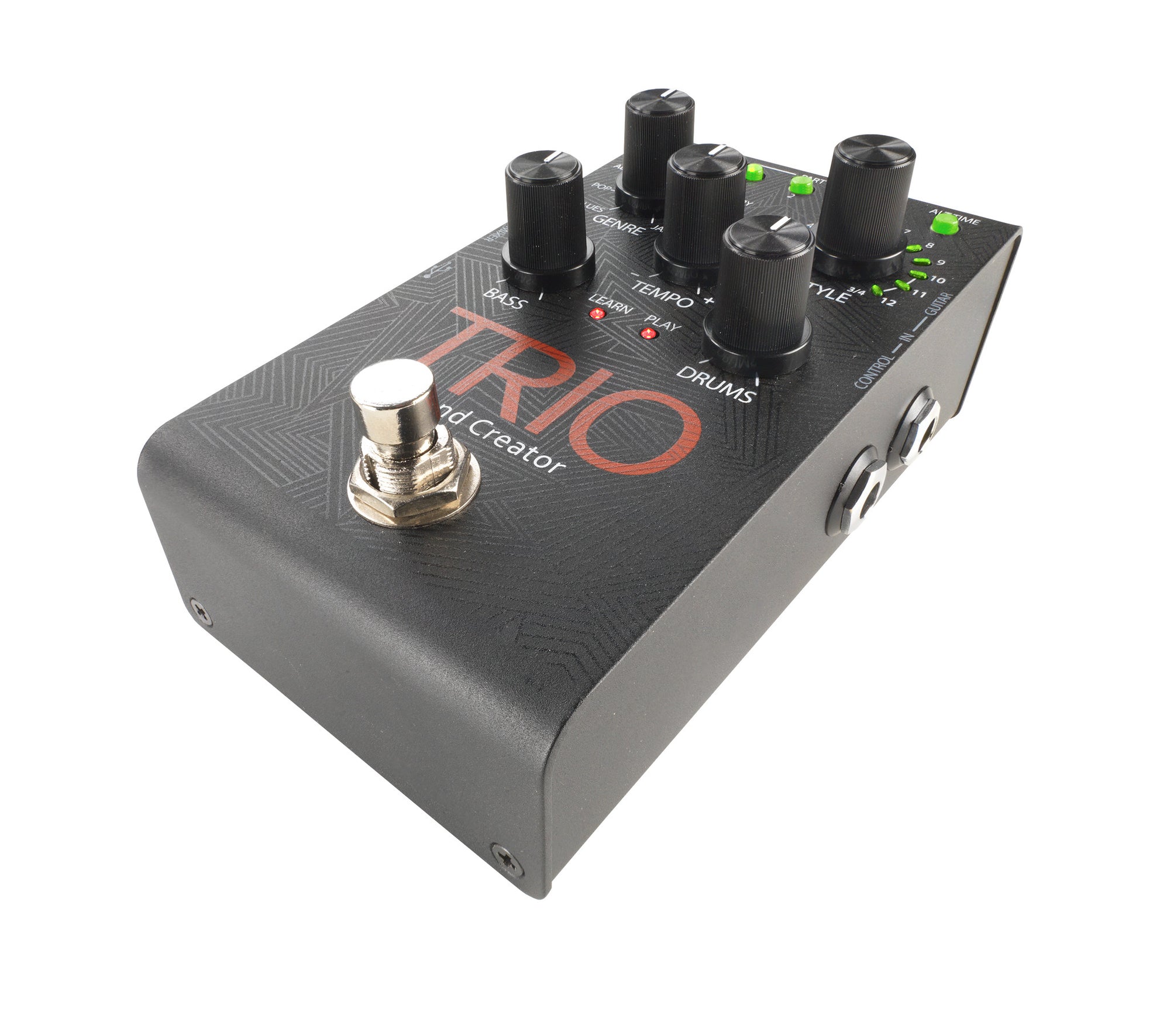 Digitech TRIO Band Creator Digitech Effects Pedal The TRIO is your own band inside a guitar pedal!The TRIO listens to the way you play and automatically generates bass and drum parts that