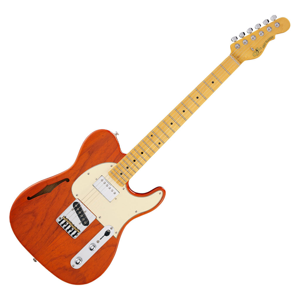G&L Tribute ASAT Classic Bluesboy Semi-Hollow Electric Guitar in Clear Orange