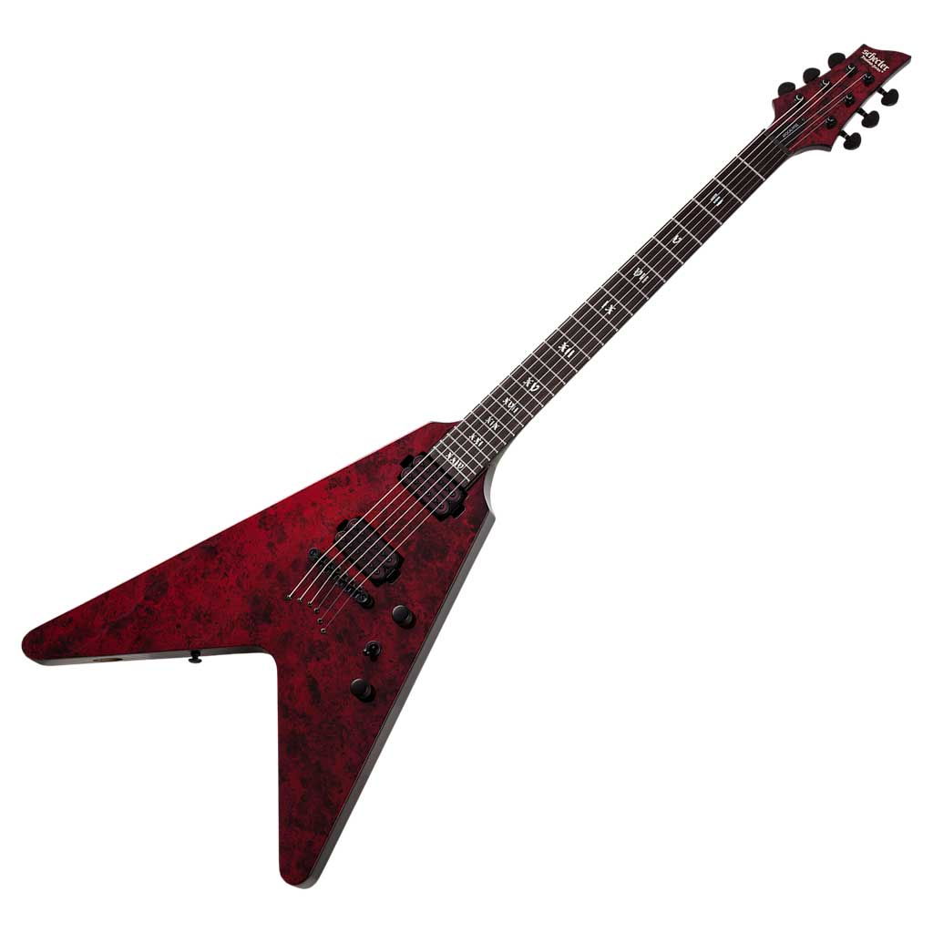 Schecter V-1 Apocalypse Series Electric Guitar in Red Reign